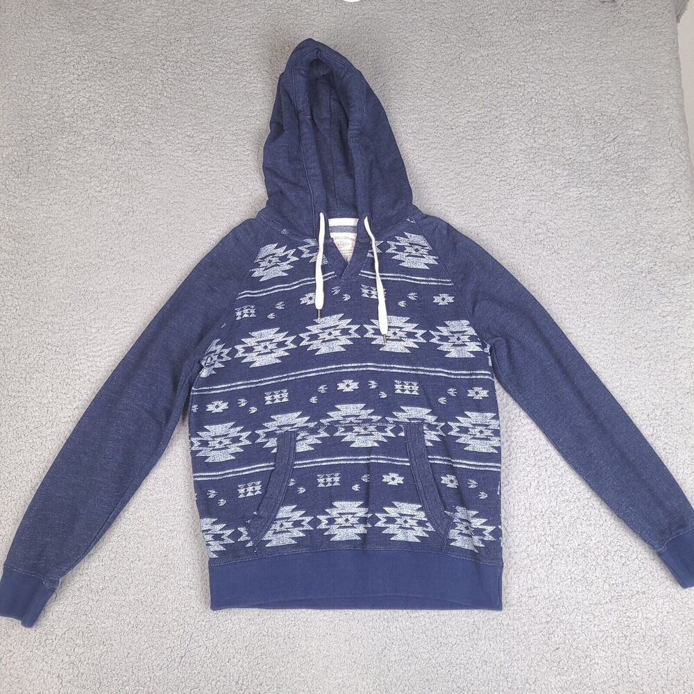 American Eagle Outfitters Mens Hoodie Mens Small Blue Aztec Pattern Sweatshirt